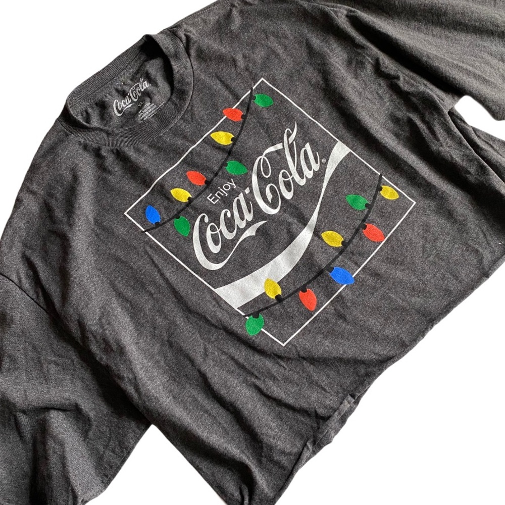 Coca-Cola cutoff gray holiday crop top XL